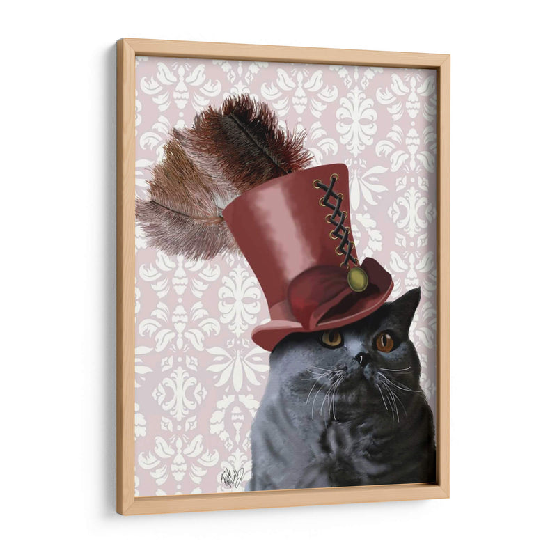 Gato Gris Con Sombrero De Copa Steampunk - Fab Funky | Cuadro decorativo de Canvas Lab