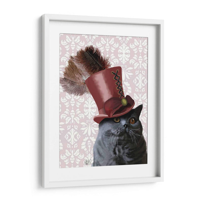 Gato Gris Con Sombrero De Copa Steampunk - Fab Funky | Cuadro decorativo de Canvas Lab