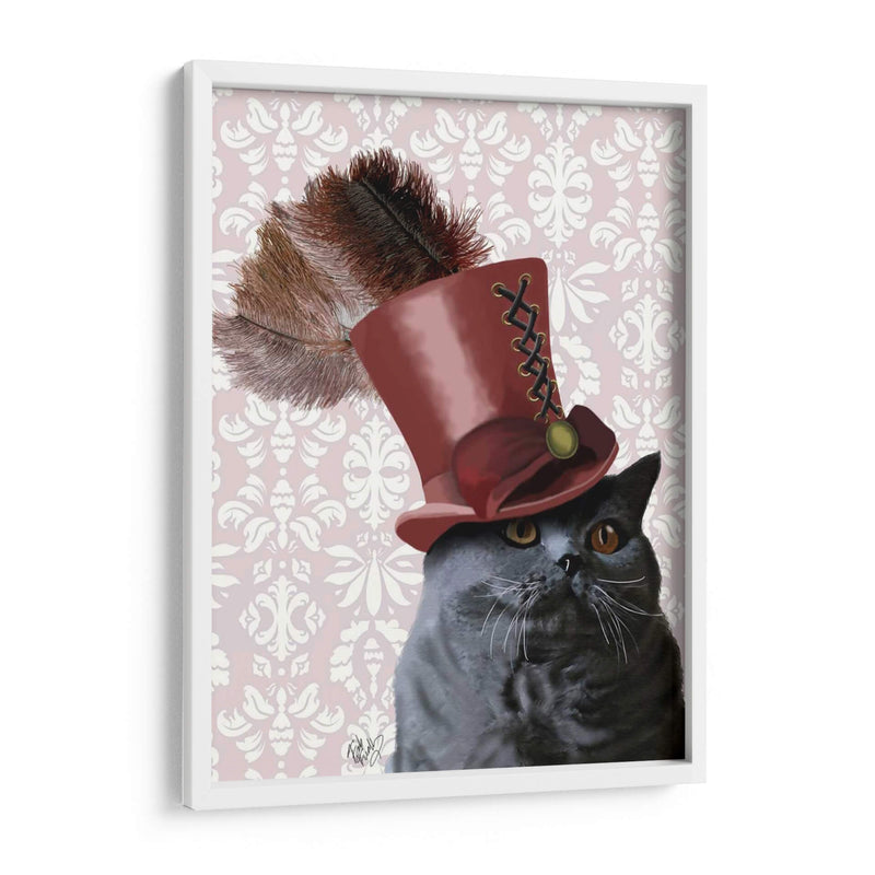 Gato Gris Con Sombrero De Copa Steampunk - Fab Funky | Cuadro decorativo de Canvas Lab