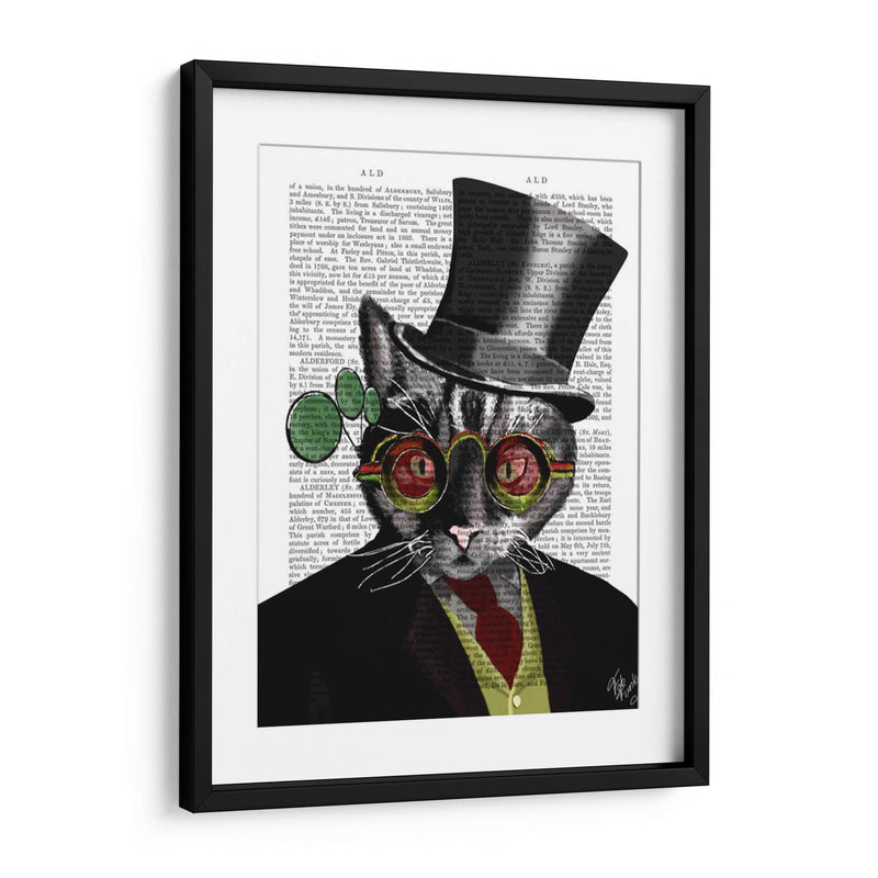 Steampunk Cat - Sombrero De Copa Y Gafas Amarillas Rojas - Fab Funky | Cuadro decorativo de Canvas Lab