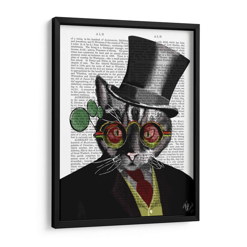 Steampunk Cat - Sombrero De Copa Y Gafas Amarillas Rojas - Fab Funky | Cuadro decorativo de Canvas Lab