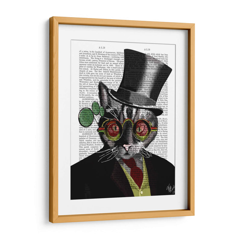 Steampunk Cat - Sombrero De Copa Y Gafas Amarillas Rojas - Fab Funky | Cuadro decorativo de Canvas Lab