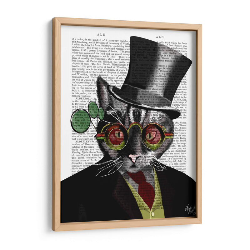 Steampunk Cat - Sombrero De Copa Y Gafas Amarillas Rojas - Fab Funky | Cuadro decorativo de Canvas Lab