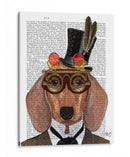 Dachshund Con Sombrero De Copa Y Gafas - Fab Funky | Cuadro decorativo de Canvas Lab