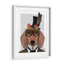 Dachshund Con Sombrero De Copa Y Gafas - Fab Funky | Cuadro decorativo de Canvas Lab