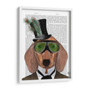 Gafas Verdes De Dachshund Sombrero De Copa - Fab Funky | Cuadro decorativo de Canvas Lab