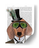 Gafas Verdes De Dachshund Sombrero De Copa - Fab Funky | Cuadro decorativo de Canvas Lab