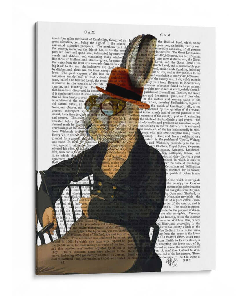 Horatio Hare En Silla Periódico - Fab Funky | Cuadro decorativo de Canvas Lab