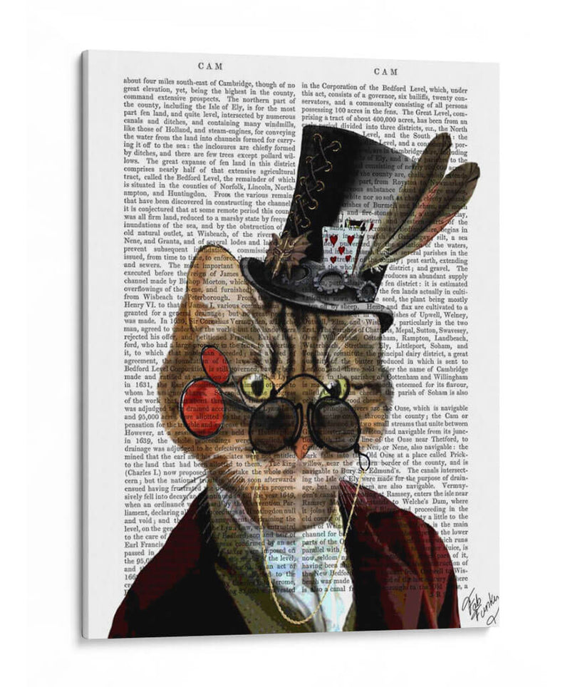 Phileas Feline Steampunk Gato Y Sombrero De Copa - Fab Funky | Cuadro decorativo de Canvas Lab