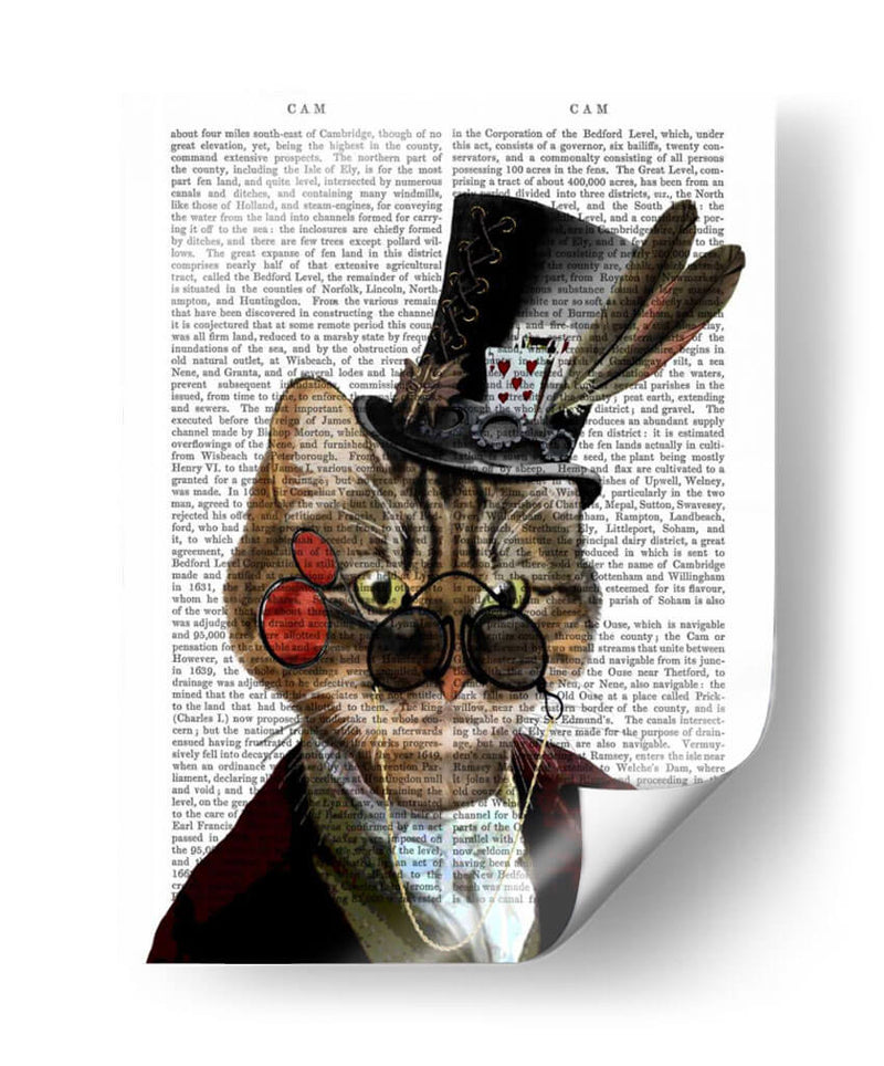 Phileas Feline Steampunk Gato Y Sombrero De Copa - Fab Funky | Cuadro decorativo de Canvas Lab