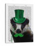 Tejón Con Sombrero De Copa Verde Y Bigote - Fab Funky | Cuadro decorativo de Canvas Lab