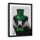 Tejón Con Sombrero De Copa Verde Y Bigote - Fab Funky | Cuadro decorativo de Canvas Lab