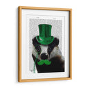 Tejón Con Sombrero De Copa Verde Y Bigote - Fab Funky | Cuadro decorativo de Canvas Lab
