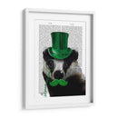 Tejón Con Sombrero De Copa Verde Y Bigote - Fab Funky | Cuadro decorativo de Canvas Lab