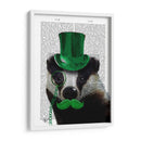 Tejón Con Sombrero De Copa Verde Y Bigote - Fab Funky | Cuadro decorativo de Canvas Lab