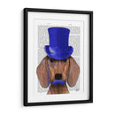 Dachshund Con Sombrero De Copa Azul Y Bigote Azul - Fab Funky | Cuadro decorativo de Canvas Lab