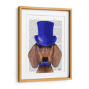 Dachshund Con Sombrero De Copa Azul Y Bigote Azul - Fab Funky | Cuadro decorativo de Canvas Lab
