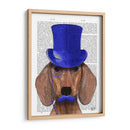 Dachshund Con Sombrero De Copa Azul Y Bigote Azul - Fab Funky | Cuadro decorativo de Canvas Lab
