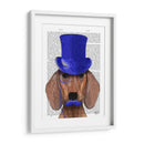 Dachshund Con Sombrero De Copa Azul Y Bigote Azul - Fab Funky | Cuadro decorativo de Canvas Lab