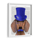 Dachshund Con Sombrero De Copa Azul Y Bigote Azul - Fab Funky | Cuadro decorativo de Canvas Lab
