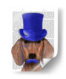 Dachshund Con Sombrero De Copa Azul Y Bigote Azul - Fab Funky | Cuadro decorativo de Canvas Lab