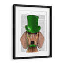 Dachshund Con Sombrero De Copa Verde Y Bigote - Fab Funky | Cuadro decorativo de Canvas Lab
