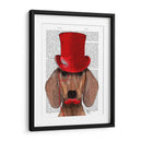 Dachshund Con Sombrero De Copa Rojo Y Bigote - Fab Funky | Cuadro decorativo de Canvas Lab