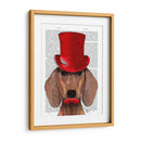 Dachshund Con Sombrero De Copa Rojo Y Bigote - Fab Funky | Cuadro decorativo de Canvas Lab