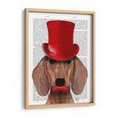Dachshund Con Sombrero De Copa Rojo Y Bigote - Fab Funky | Cuadro decorativo de Canvas Lab