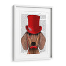Dachshund Con Sombrero De Copa Rojo Y Bigote - Fab Funky | Cuadro decorativo de Canvas Lab