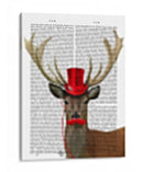 Ciervos Con Sombrero De Copa Rojo Y Bigote - Fab Funky | Cuadro decorativo de Canvas Lab