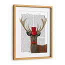 Ciervos Con Sombrero De Copa Rojo Y Bigote - Fab Funky | Cuadro decorativo de Canvas Lab