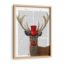 Ciervos Con Sombrero De Copa Rojo Y Bigote - Fab Funky | Cuadro decorativo de Canvas Lab