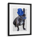 Bulldog Francés Con Sombrero De Copa Azul Y Bigote - Fab Funky | Cuadro decorativo de Canvas Lab