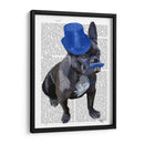 Bulldog Francés Con Sombrero De Copa Azul Y Bigote - Fab Funky | Cuadro decorativo de Canvas Lab
