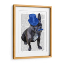 Bulldog Francés Con Sombrero De Copa Azul Y Bigote - Fab Funky | Cuadro decorativo de Canvas Lab