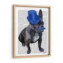 Bulldog Francés Con Sombrero De Copa Azul Y Bigote - Fab Funky | Cuadro decorativo de Canvas Lab