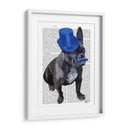 Bulldog Francés Con Sombrero De Copa Azul Y Bigote - Fab Funky | Cuadro decorativo de Canvas Lab
