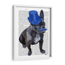 Bulldog Francés Con Sombrero De Copa Azul Y Bigote - Fab Funky | Cuadro decorativo de Canvas Lab