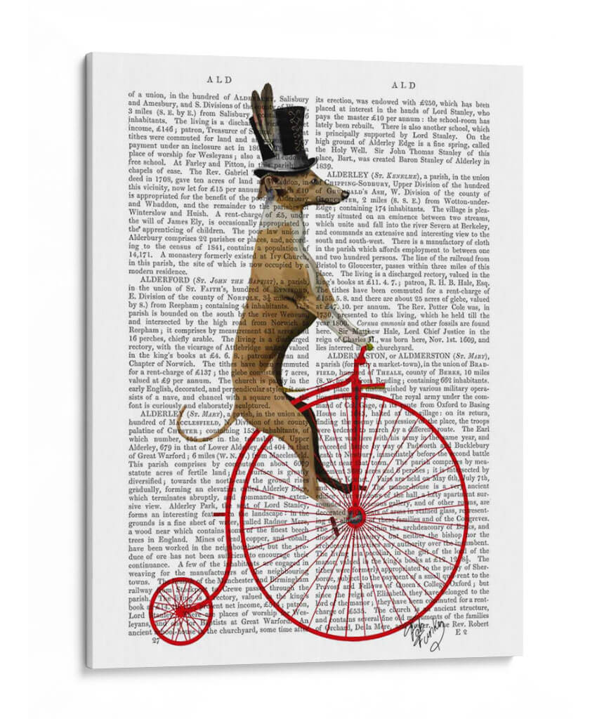Greyhound En La Bicicleta Roja De Penny Farthing - Fab Funky | Cuadro decorativo de Canvas Lab
