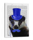 Tejón Con Sombrero De Copa Azul Y Bigote - Fab Funky | Cuadro decorativo de Canvas Lab