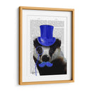 Tejón Con Sombrero De Copa Azul Y Bigote - Fab Funky | Cuadro decorativo de Canvas Lab