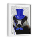 Tejón Con Sombrero De Copa Azul Y Bigote - Fab Funky | Cuadro decorativo de Canvas Lab