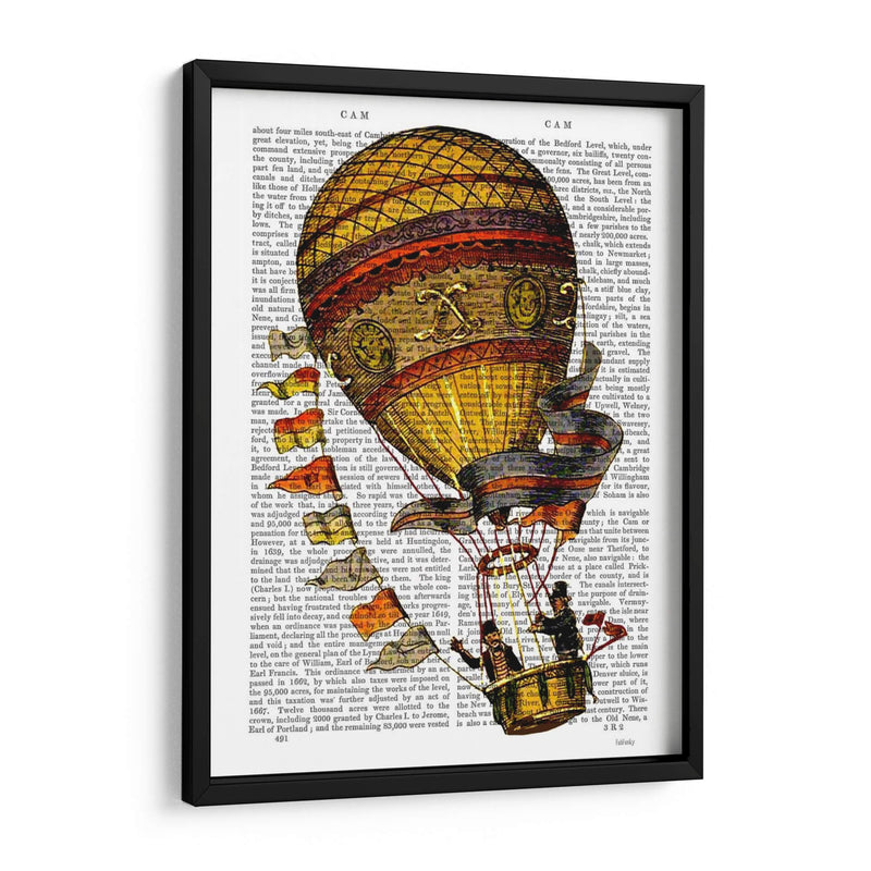 Globo De Aire Caliente Oro Con Banderas - Fab Funky | Cuadro decorativo de Canvas Lab