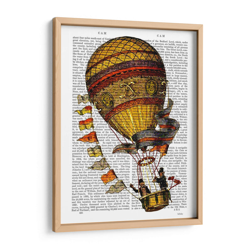 Globo De Aire Caliente Oro Con Banderas - Fab Funky | Cuadro decorativo de Canvas Lab