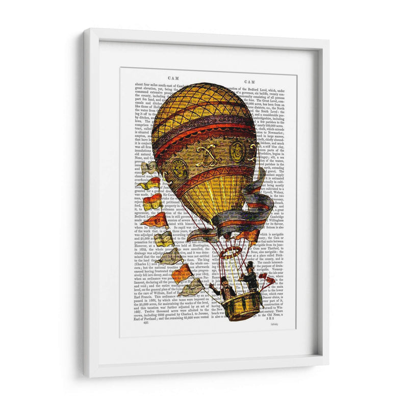 Globo De Aire Caliente Oro Con Banderas - Fab Funky | Cuadro decorativo de Canvas Lab