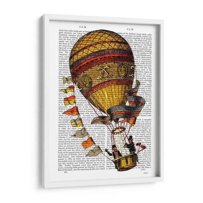 Globo De Aire Caliente Oro Con Banderas - Fab Funky | Cuadro decorativo de Canvas Lab