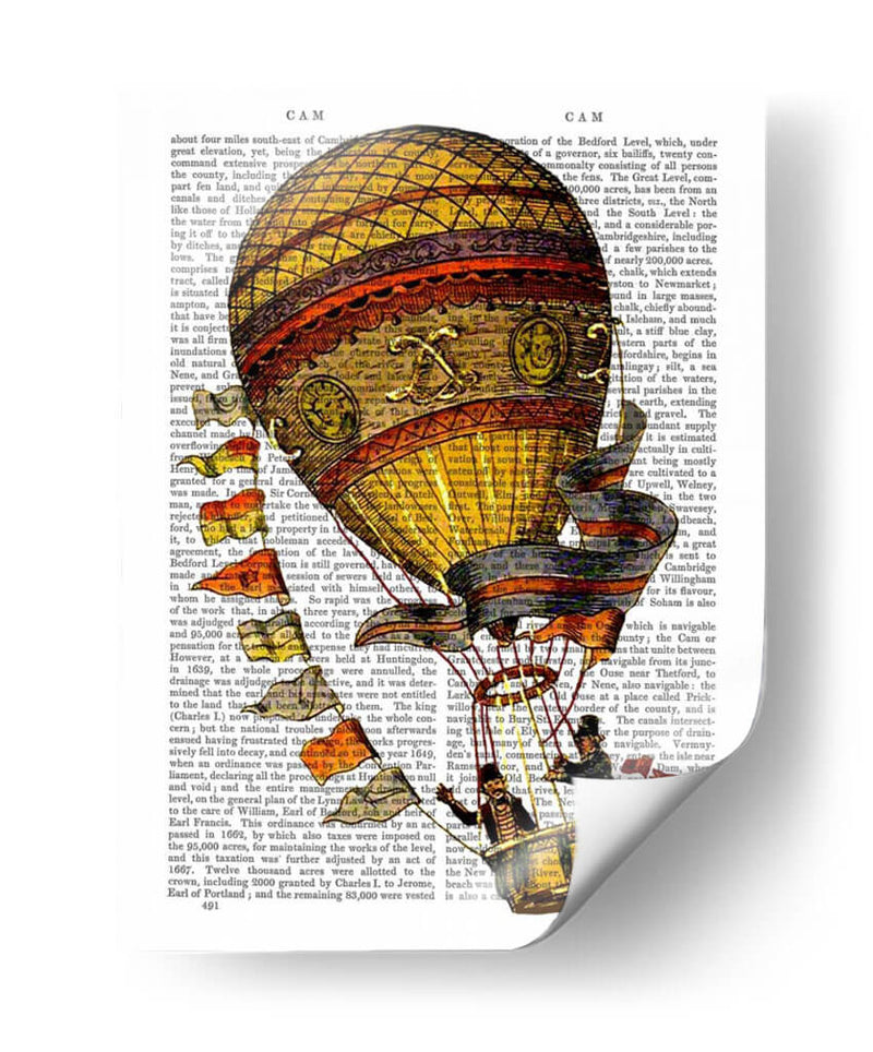 Globo De Aire Caliente Oro Con Banderas - Fab Funky | Cuadro decorativo de Canvas Lab