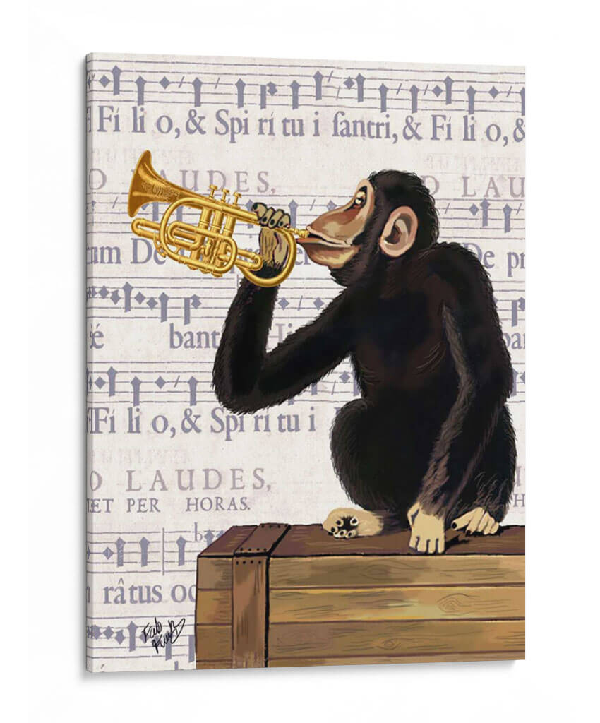 Mono Jugando Trompeta - Fab Funky | Cuadro decorativo de Canvas Lab
