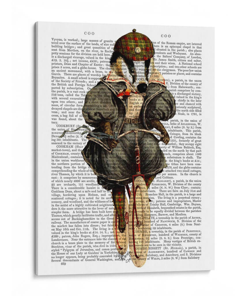 Tejón En Bicicleta Vintage - Fab Funky | Cuadro decorativo de Canvas Lab